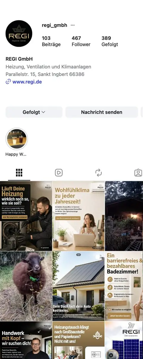 Instagram-Profil @regi_gmbh in der Grid-Ansicht
