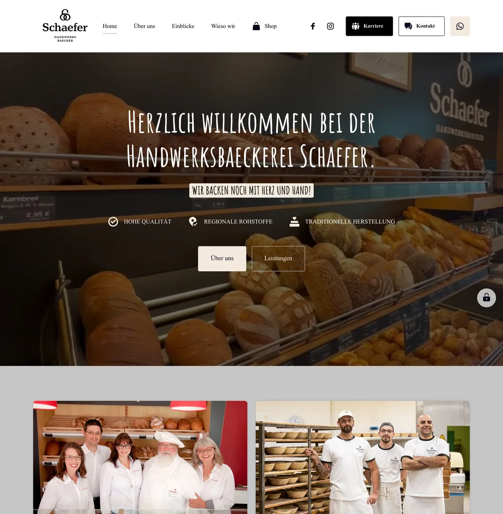 Screenshot der Website baeckereischaefer.de