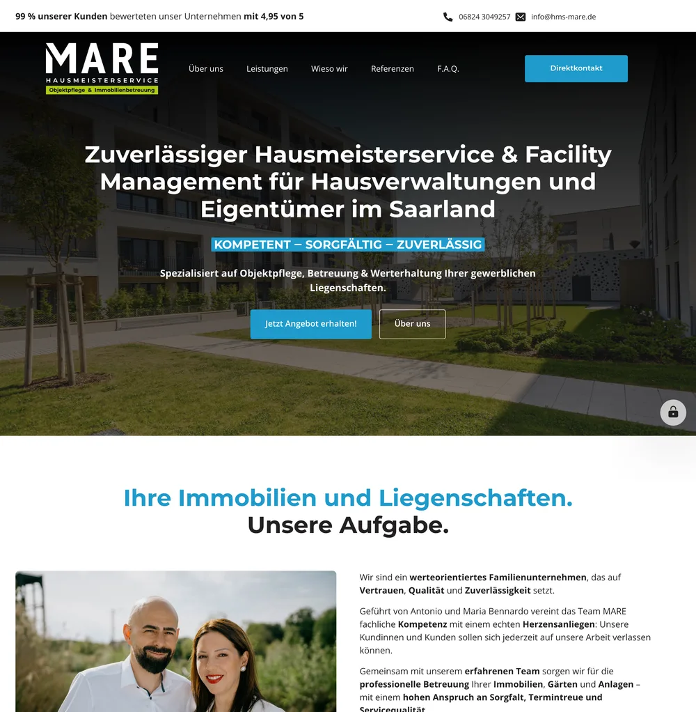 Screenshot der Website hms-mare.de