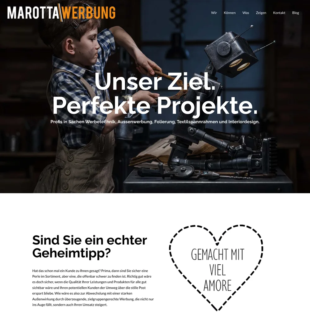 Screenshot der Website marotta-werbung.de
