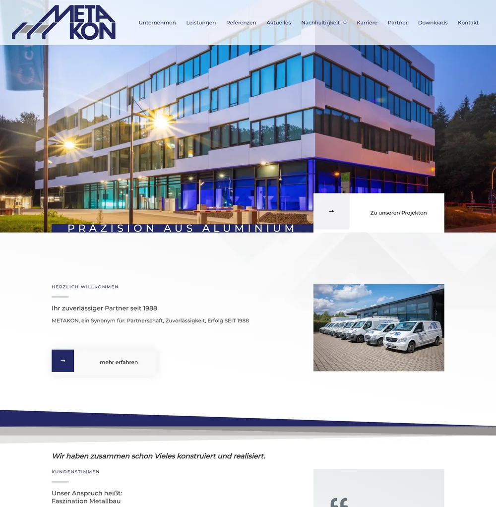 Screenshot der Website metakon-gmbh.de