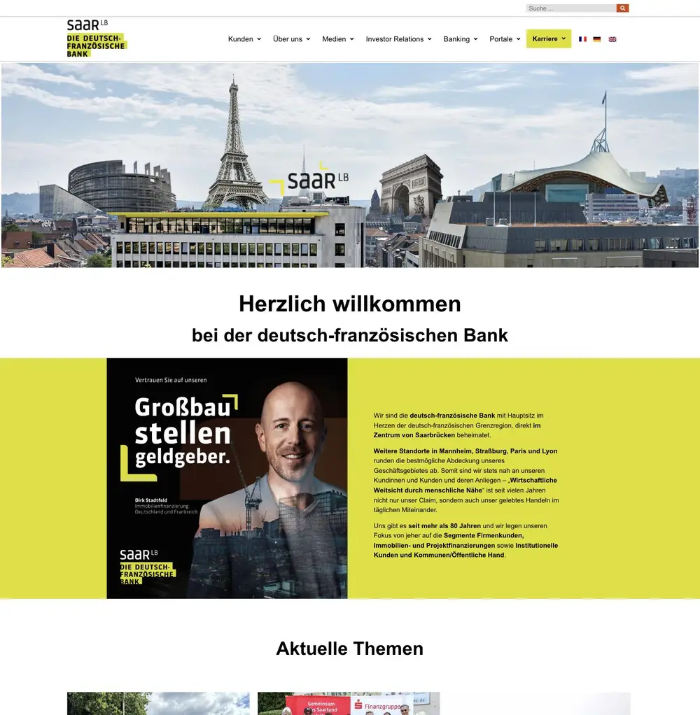Screenshot der Website saarlb.de
