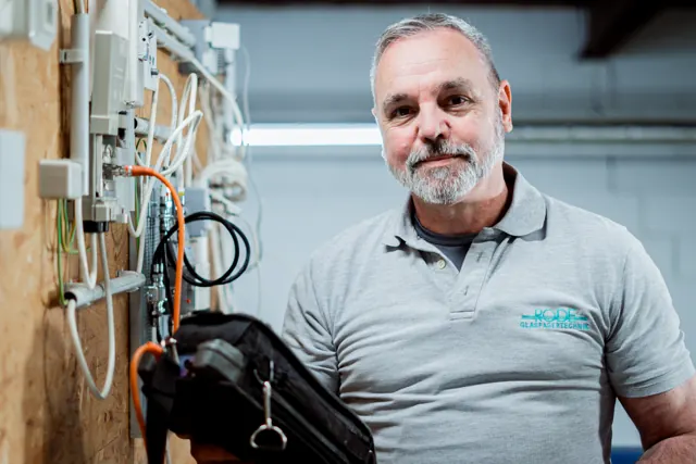 Foto aus der Produktion für Rode Glasfasertechnik